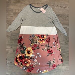 Reborn J Striped and Floral Womens Dress